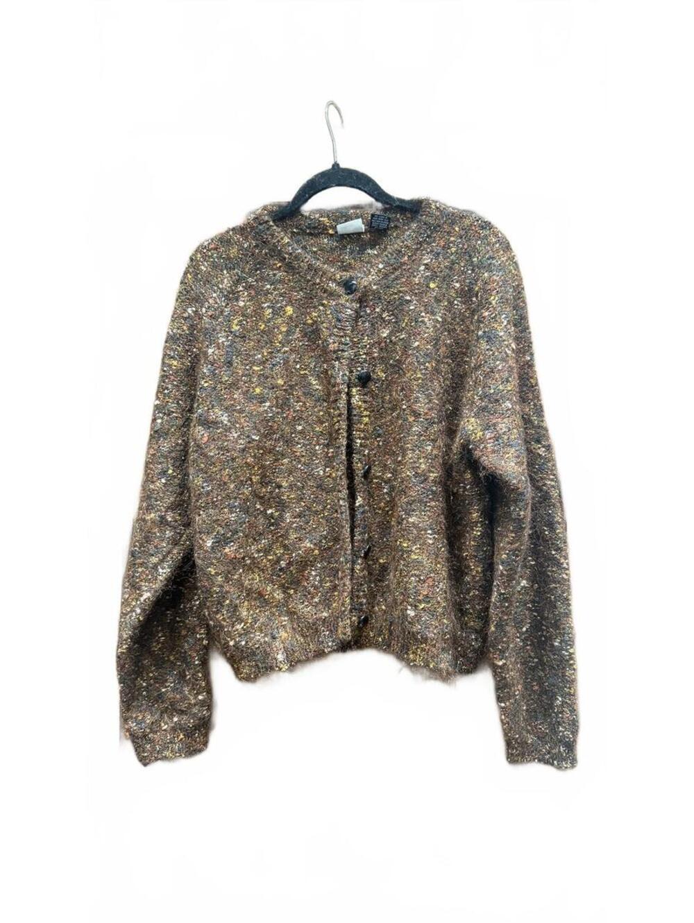 Paul Et Duffier Cardigan Womens L Mohair Blend Speckled Knit Grandmacore Soft